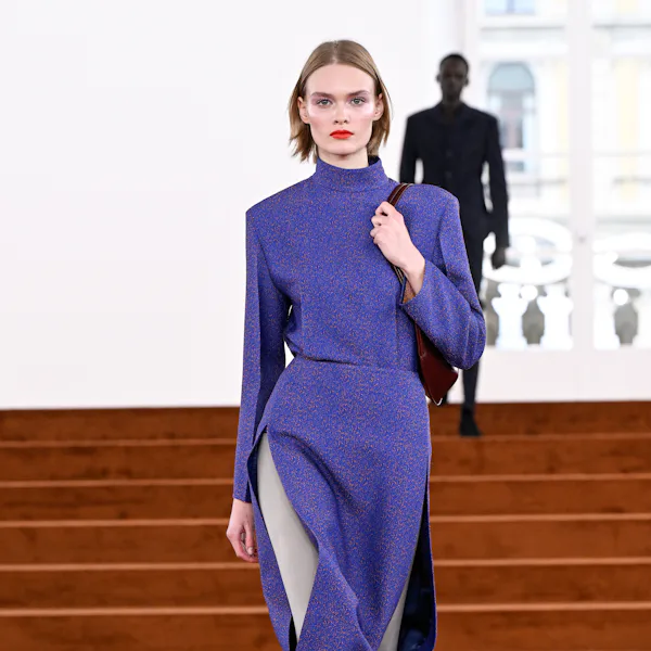 Model on the runway at the Jil Sander fashion show as part of Milan Fashion Week Fall 2026