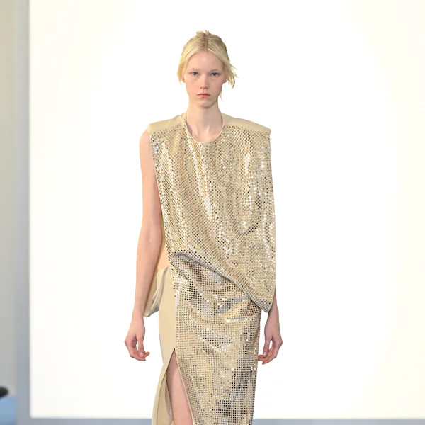 A model walks the runway at the Sportmax fashion show during the Milan Fashion Week - Womenswear Fal...