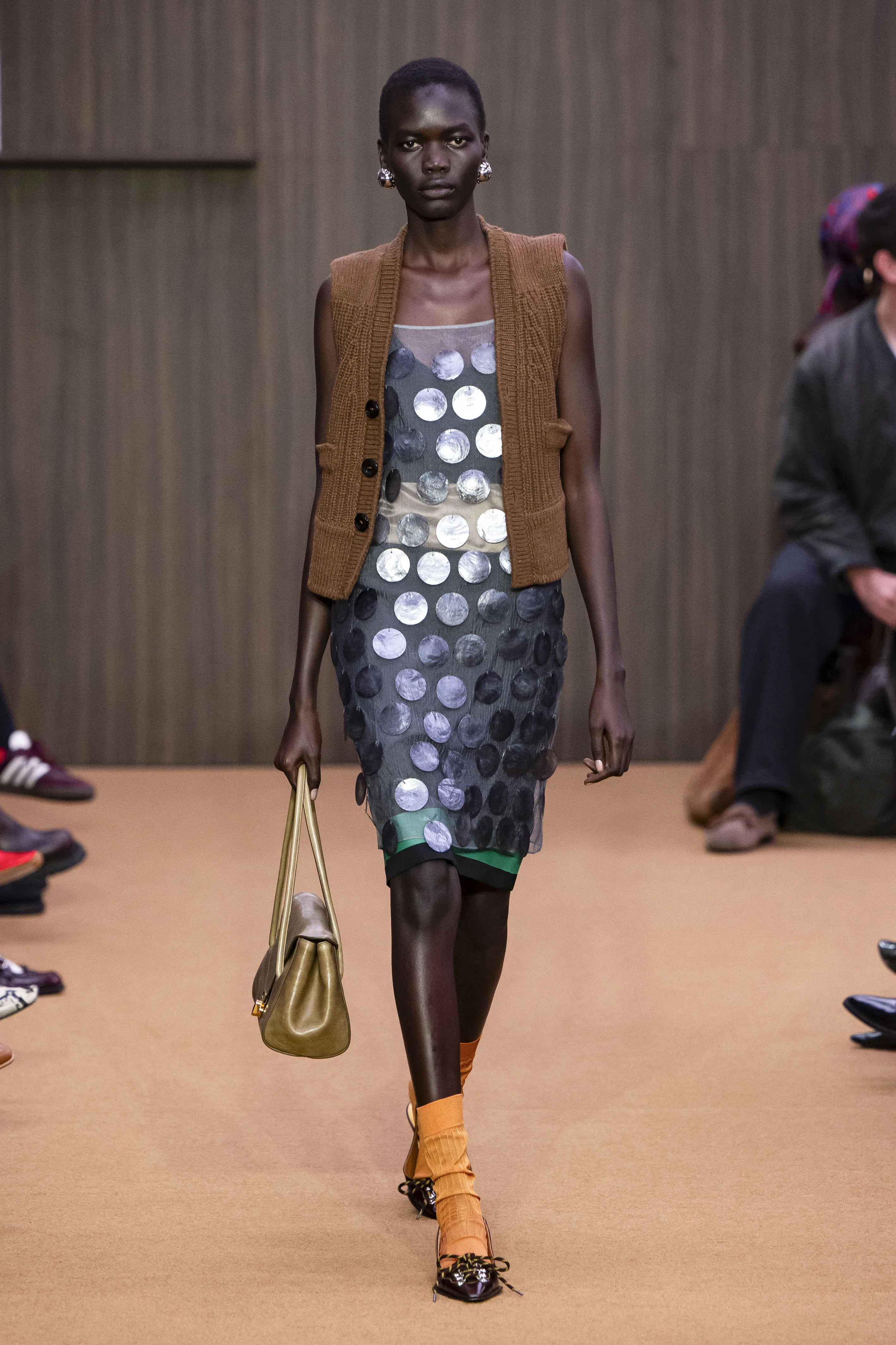 A model walks the runway at the Marni Ready to Wear Fall/Winter 2026/2027