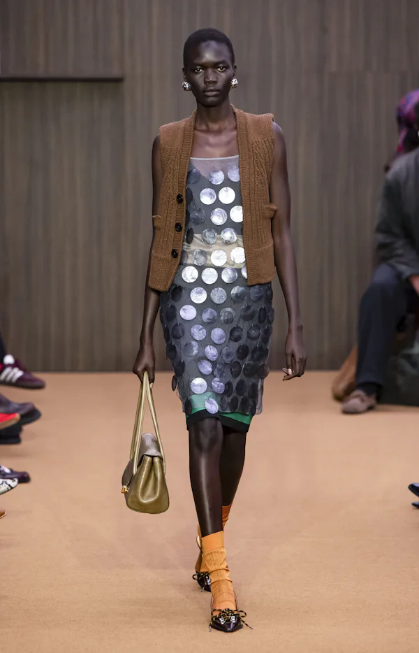 A model walks the runway at the Marni Ready to Wear Fall/Winter 2026/2027
