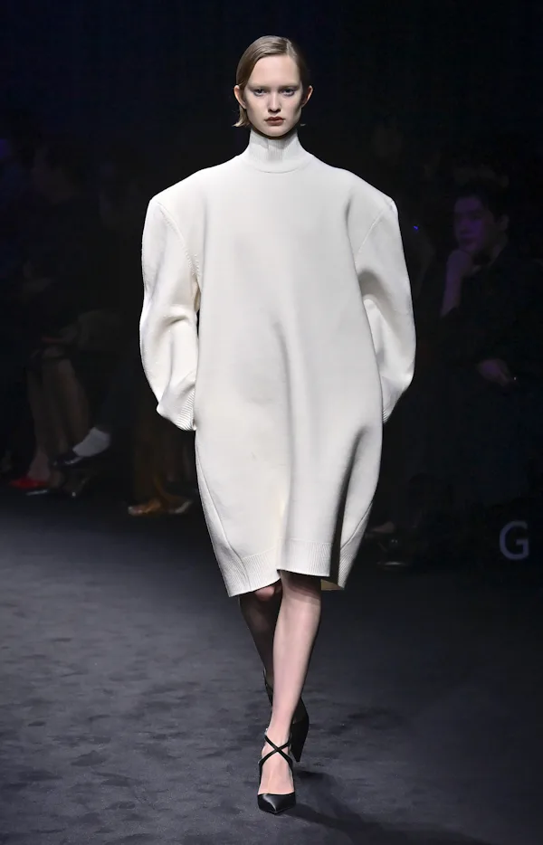 A model walks the runway at the Salvatore Ferragamo Ready to Wear Fall/Winter 2026