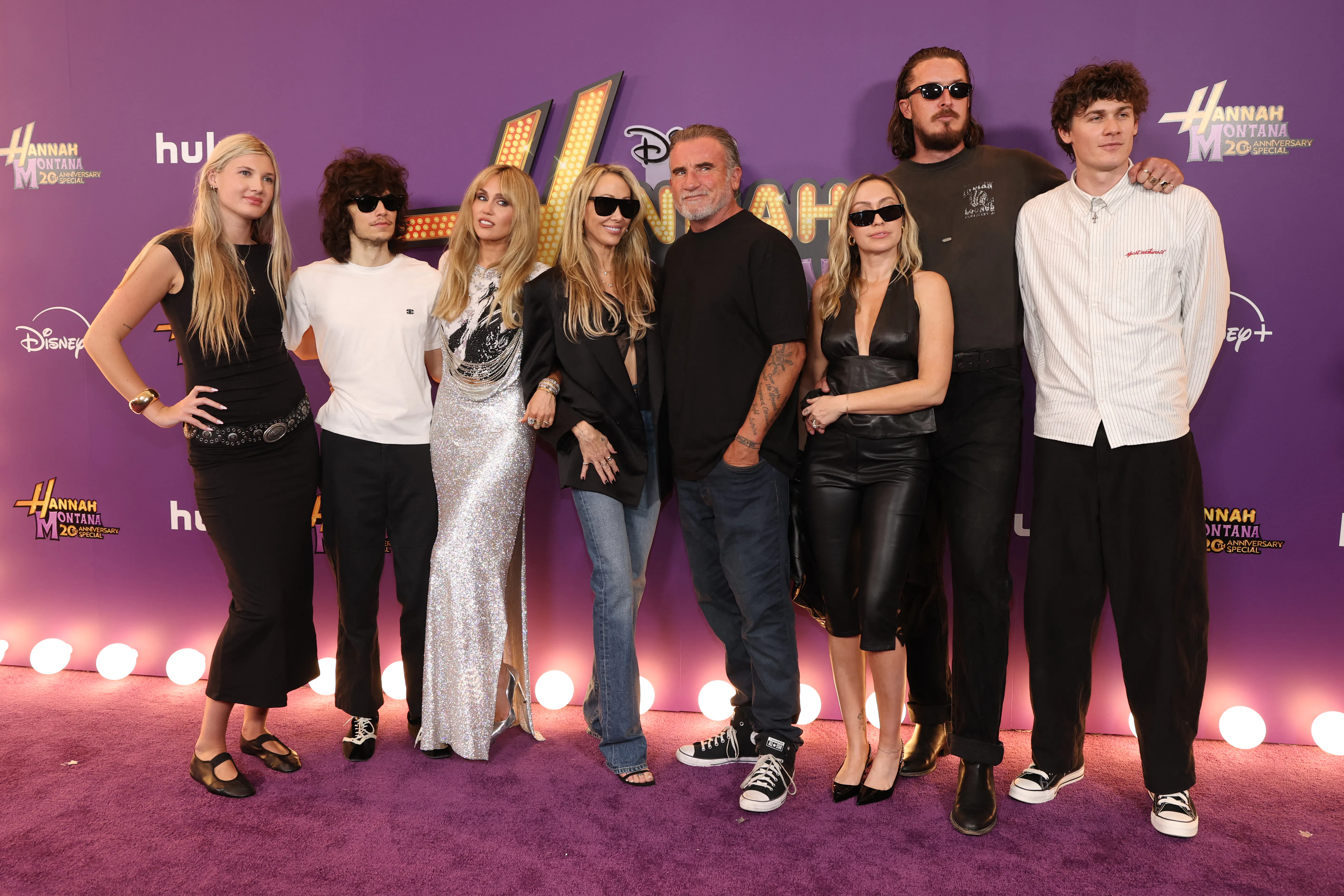 Lily-Rose Purcell, musician Maxx Morando, US singer-songwriter Miley Cyrus, her mother US producer T...