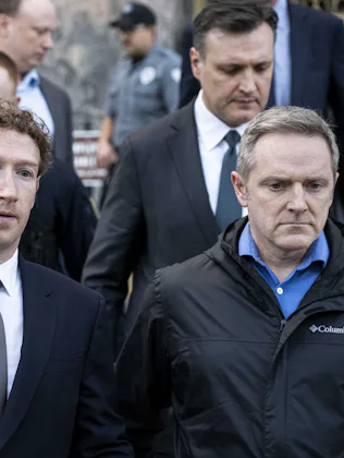 LOS ANGELES, UNITED STATES - FEBRUARY 19: Meta CEO Mark Zuckerberg leaves the Federal Courthouse in ...