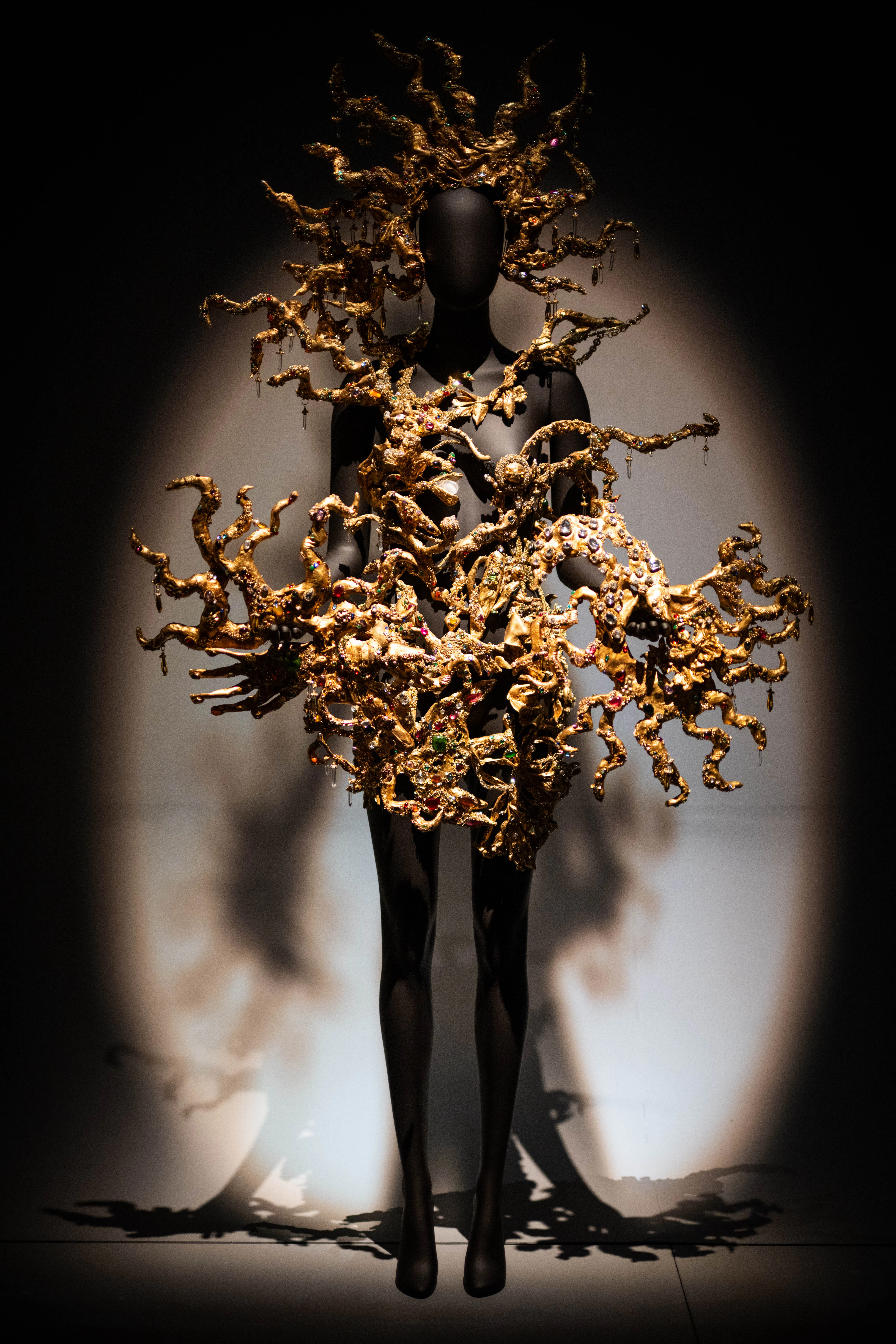 LONDON, ENGLAND - MARCH 24: Body bijoux dress designed by Daniel Roseberry for Schiaparelli is displ...