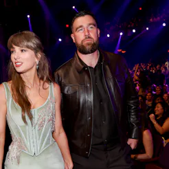 Taylor Swift and Travis Kelce at the 2026 iHeartRadio Music Awards held at Dolby Theatre on March 26...