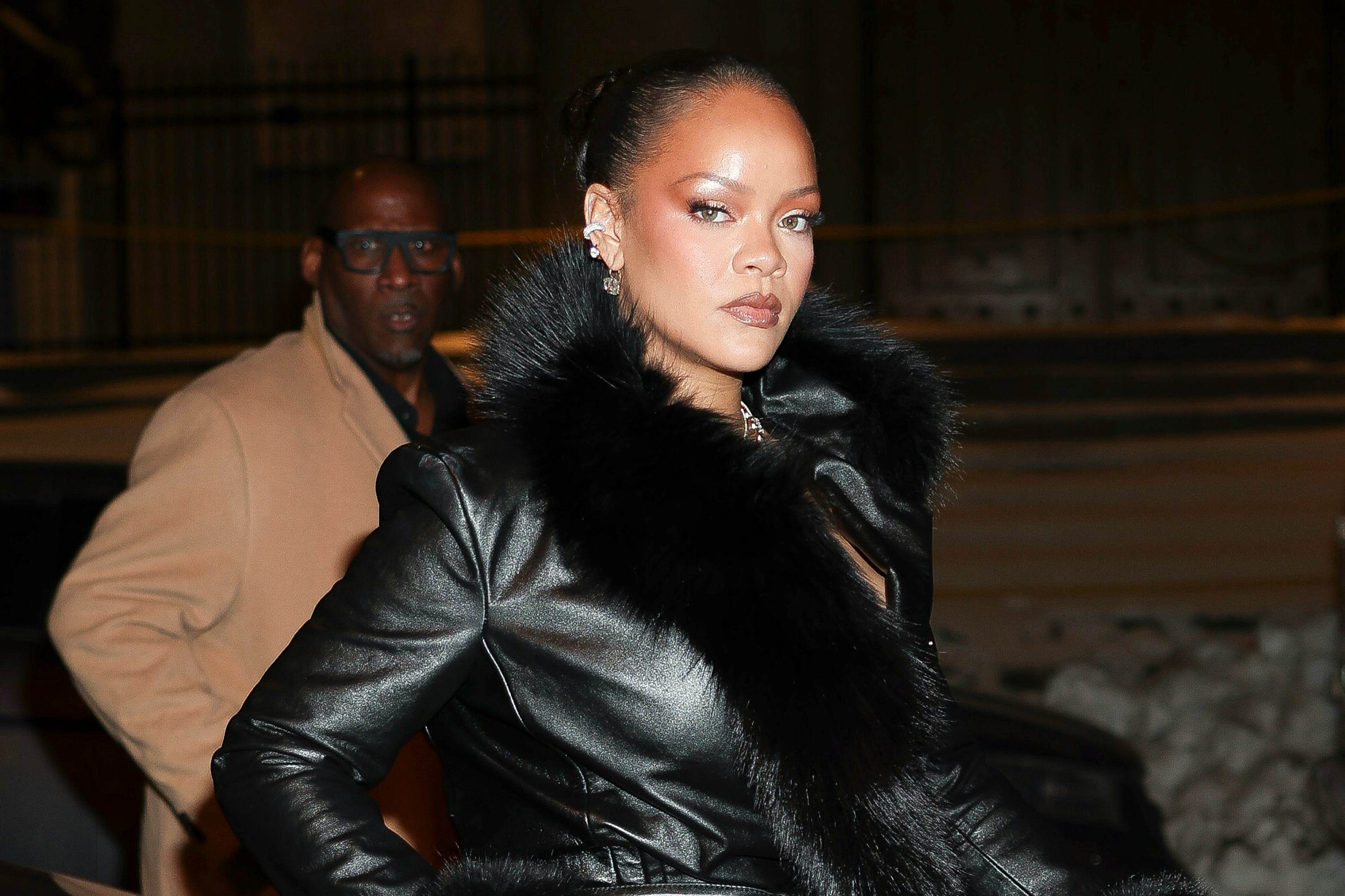 NEW YORK, NEW YORK - FEBRUARY 13: Rihanna is seen in Lower Manhattan on February 13, 2026 in New Yor...
