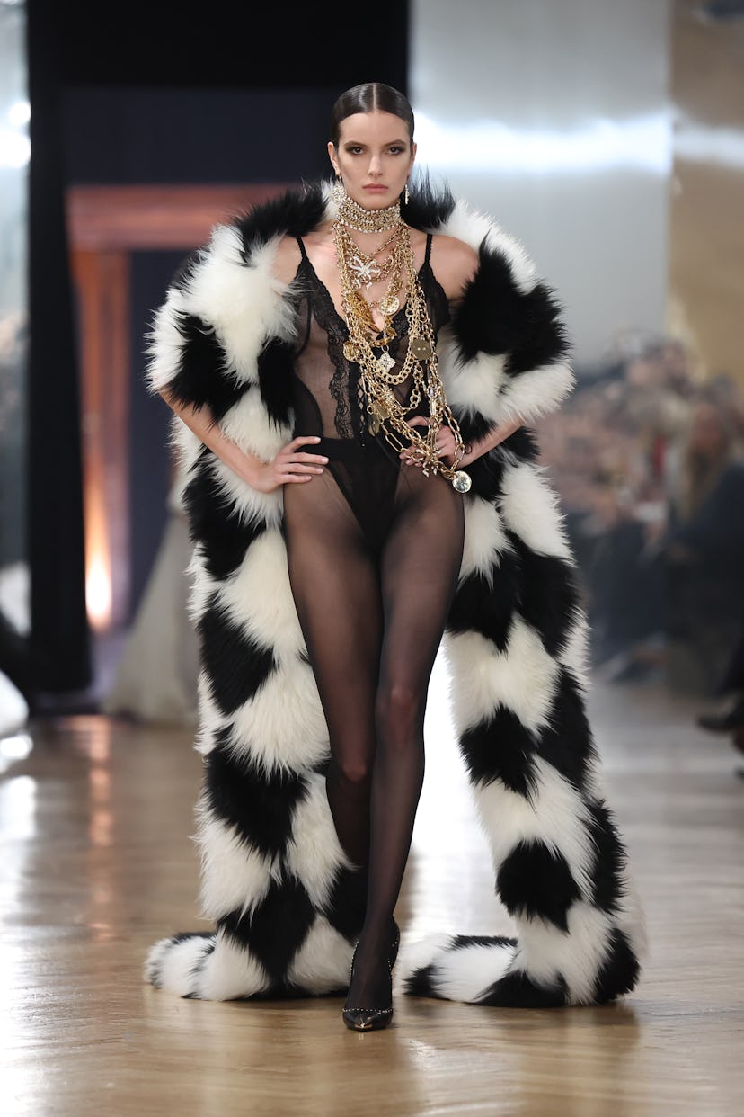 A model walks the runway at the Blumarine fashion show during the Milan Fashion Week - Womenswear Fa...