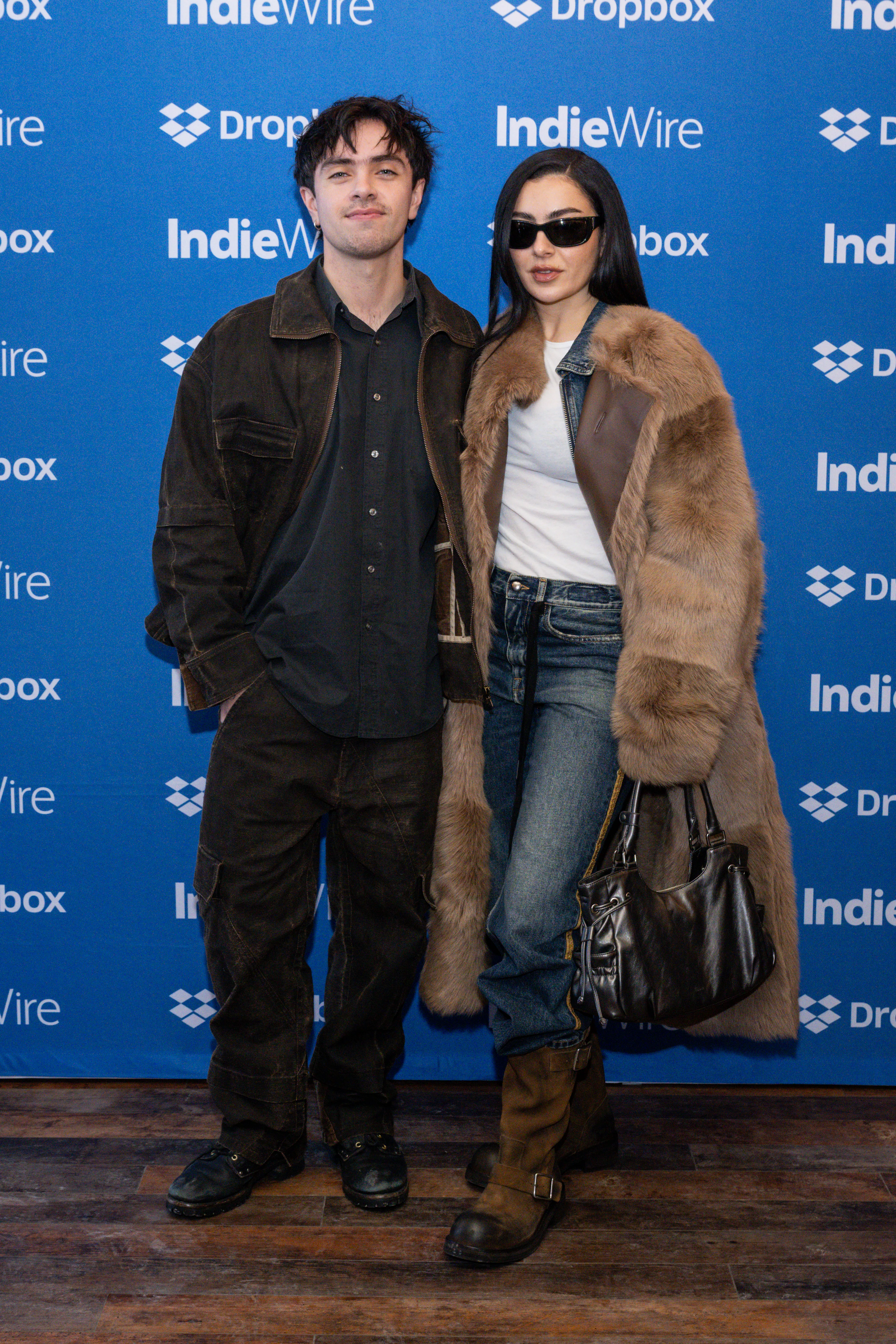 Aidan Zamiri and Charli xcx at the IndieWire Studio 