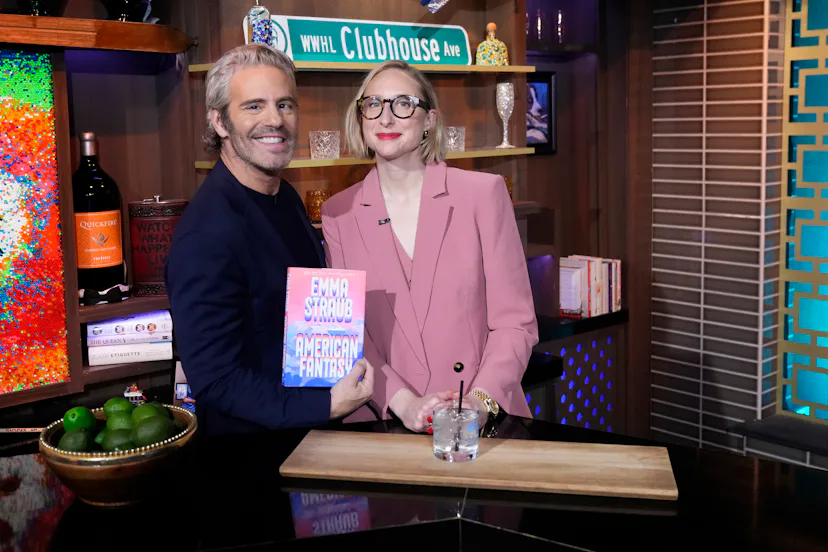 WATCH WHAT HAPPENS LIVE WITH ANDY COHEN -- Episode 23049 -- Pictured: (l-r) Andy Cohen, Emma Straub ...