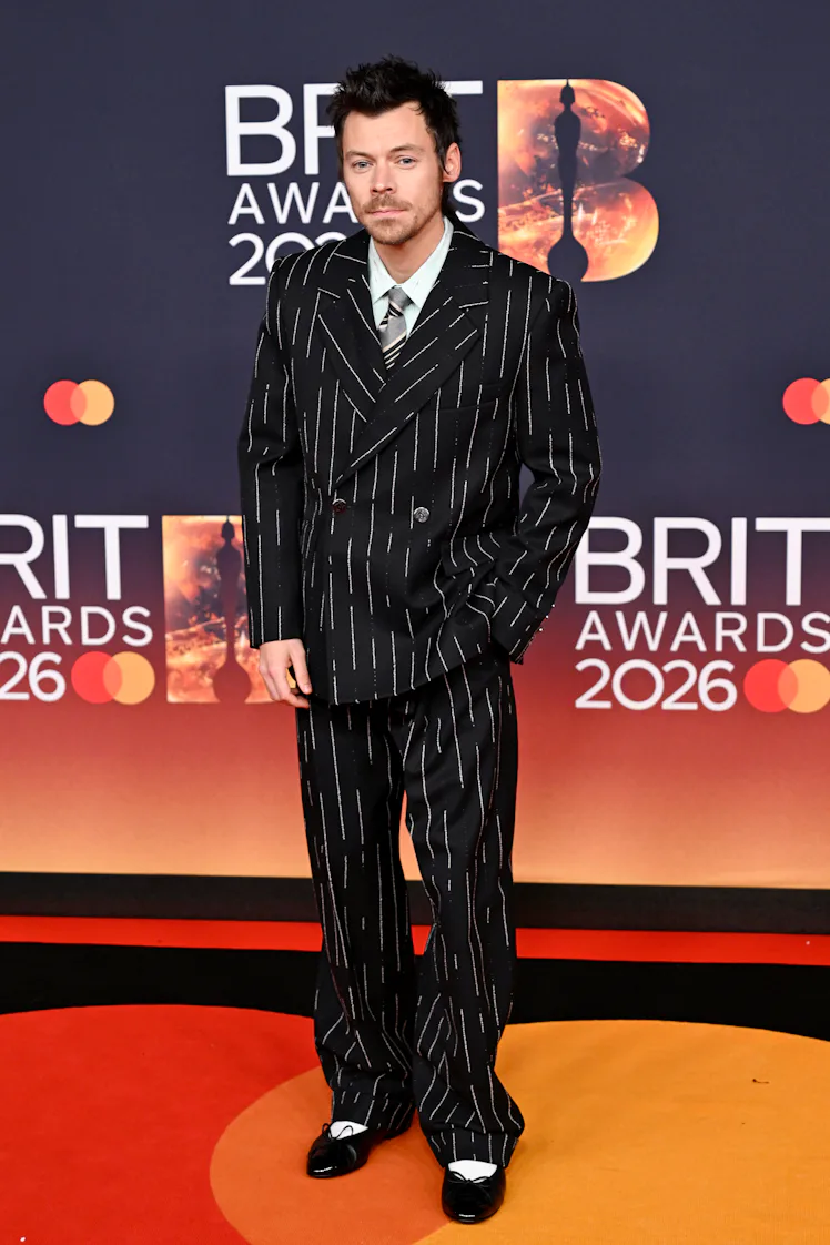 MANCHESTER, ENGLAND - FEBRUARY 28: (EDITORIAL USE ONLY) Harry Styles attends The BRIT Awards 2026 at...