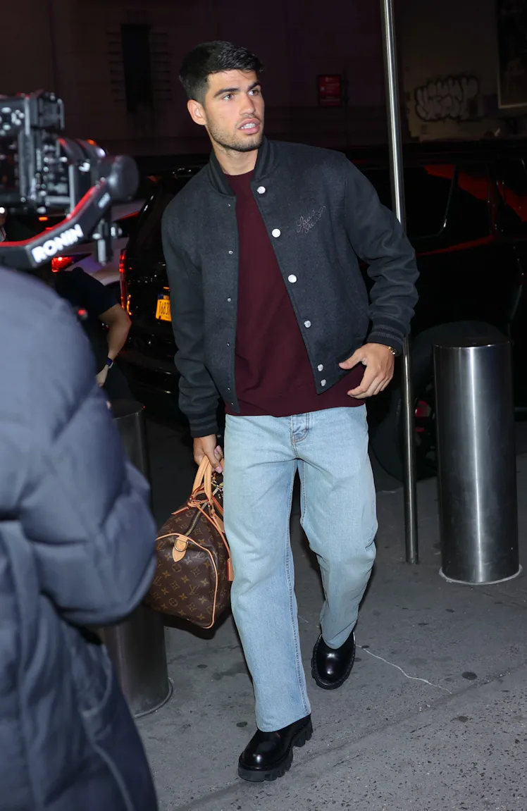 NEW YORK, NY - DECEMBER 03: Carlos Alcaraz is seen arriving to Knicks game at the Madison Square Gar...