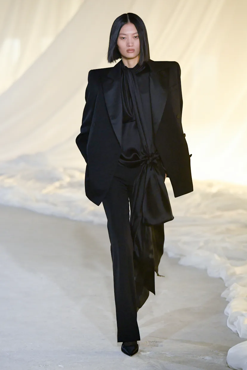 Model on the runway on the runway at the Balmain fashion show as part of Paris Fashion Week Fall 202...