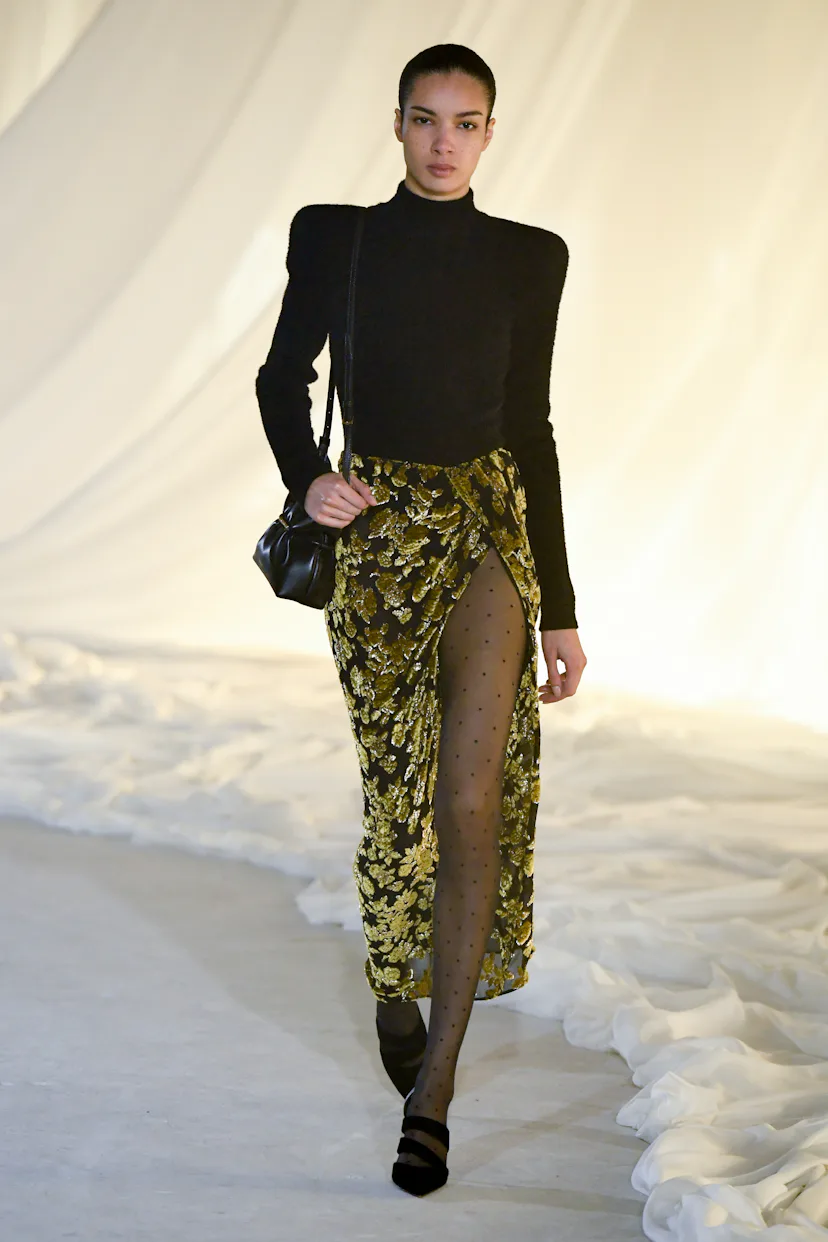 Model on the runway on the runway at the Balmain fashion show as part of Paris Fashion Week Fall 202...