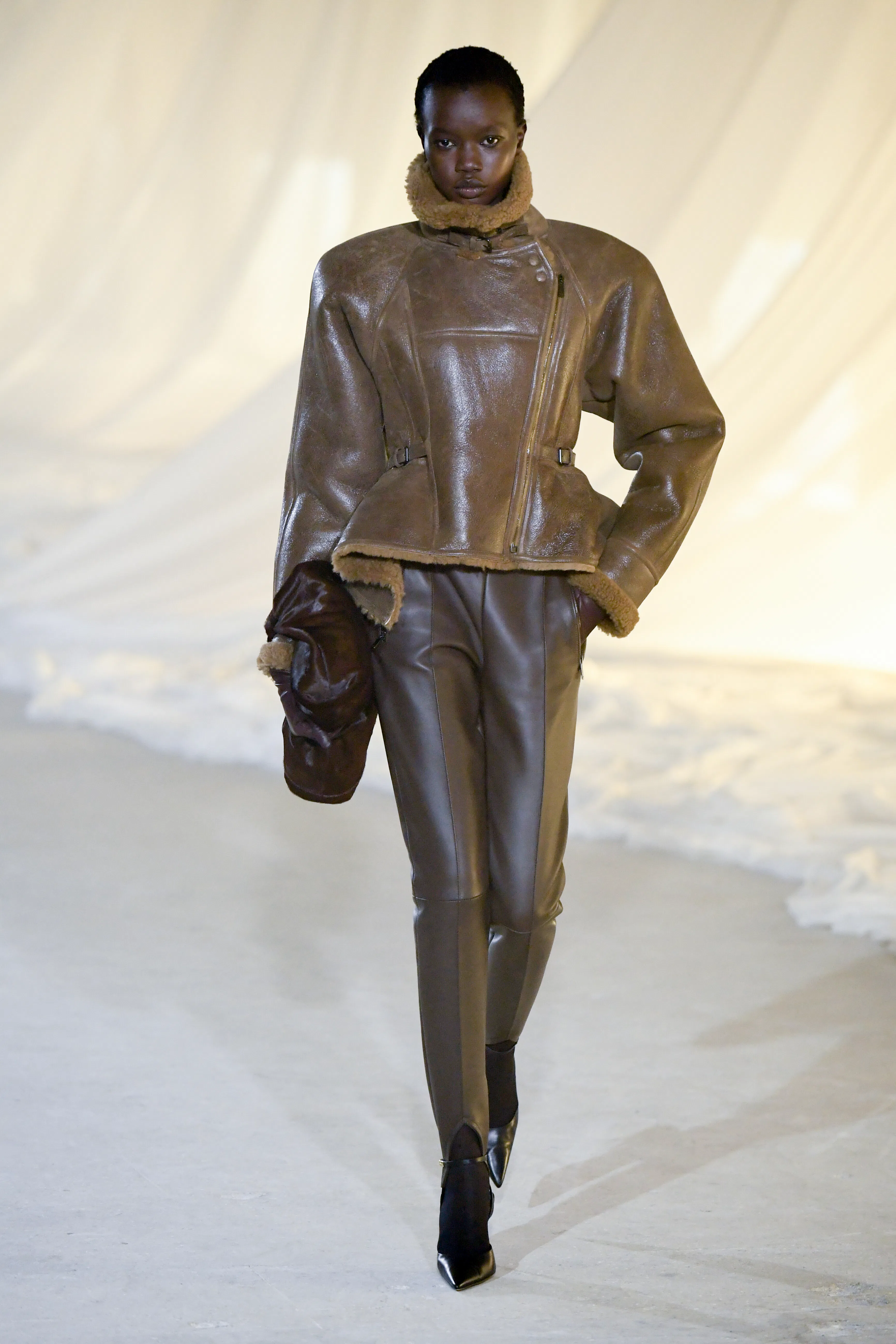 Model on the runway on the runway at the Balmain fashion show as part of Paris Fashion Week Fall 202...