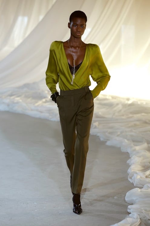 A model walks the runway during the Balmain Womenswear Fall/Winter 2026