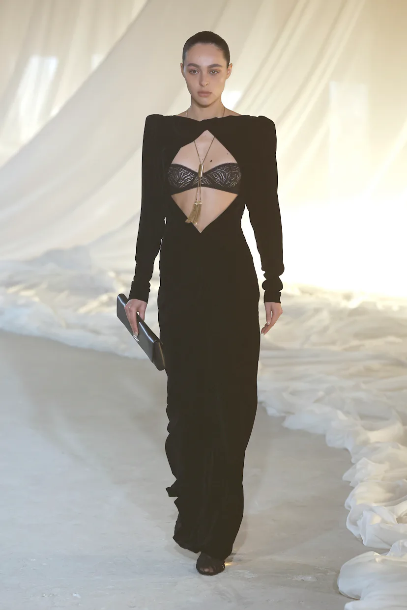 A model walks the runway during the Balmain Womenswear Fall/Winter 2026