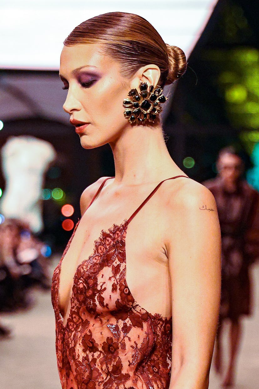 Bella Hadid walks the runway during the Saint Laurent Womenswear Fall/Winter 2026-2027 show as part ...