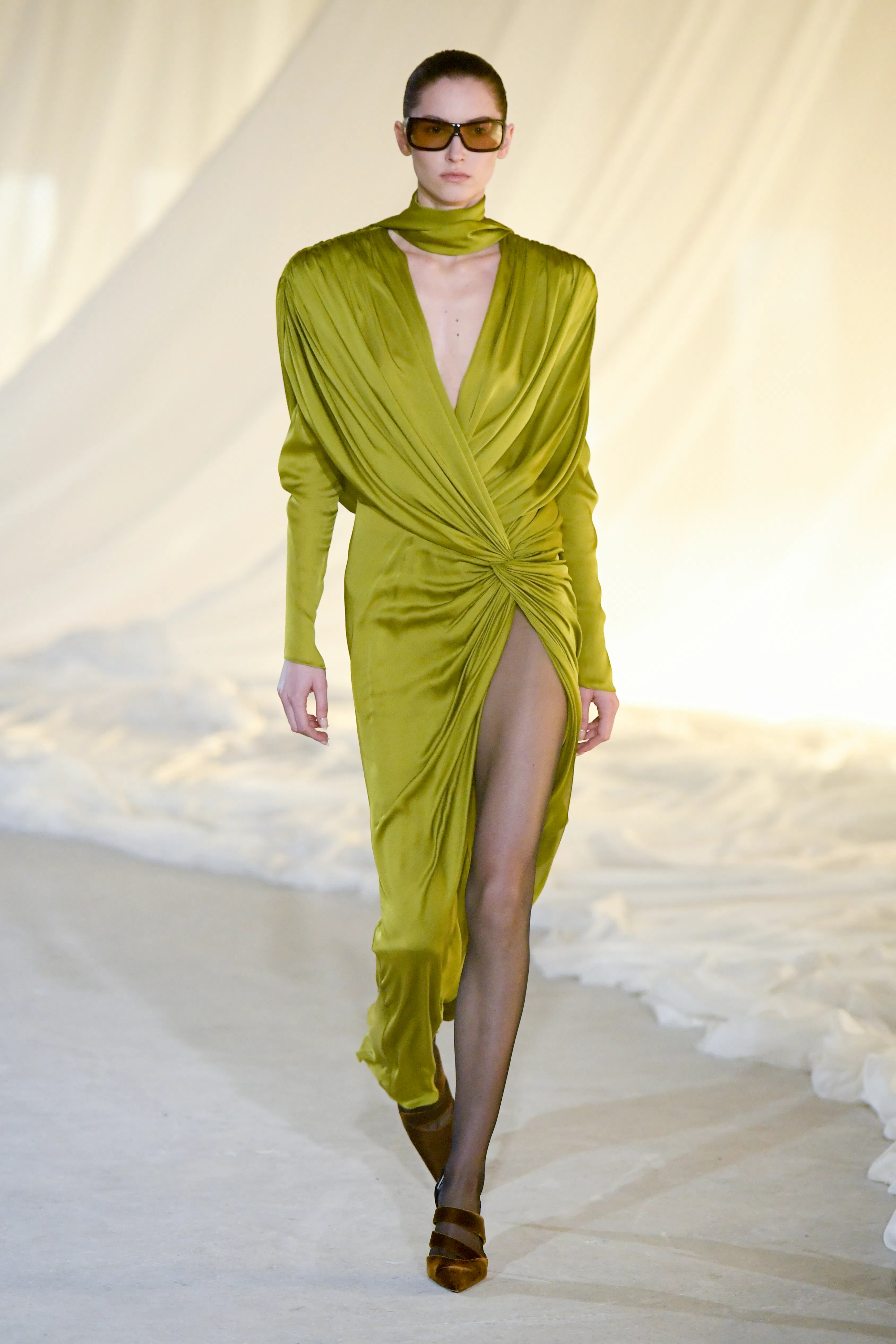 Model on the runway on the runway at the Balmain fashion show as part of Paris Fashion Week Fall 202...