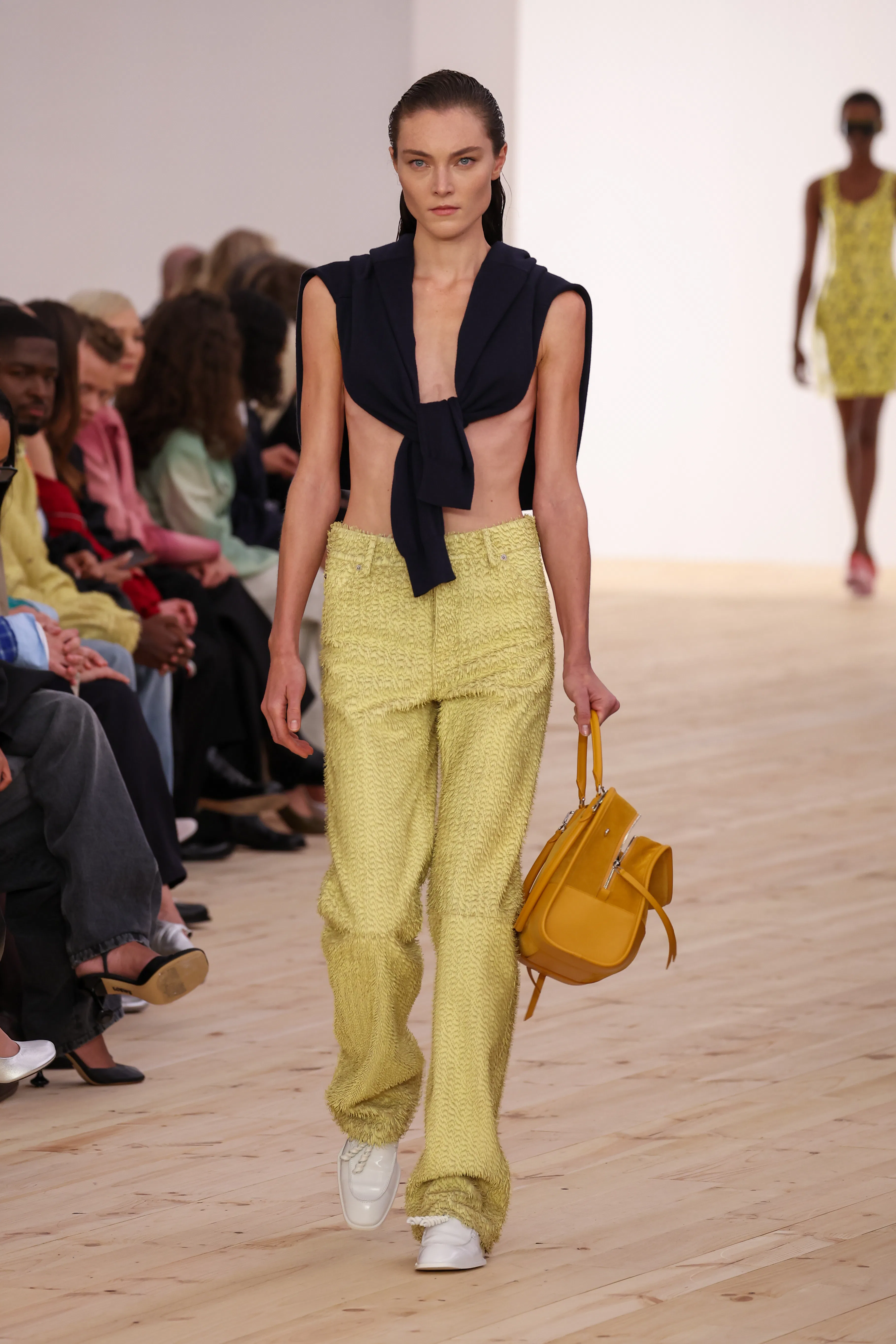 Emily Ratajkowski's Knotted Navy Cardigan