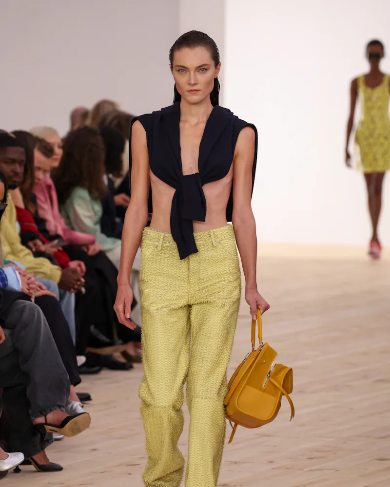 Emily Ratajkowski's Knotted Navy Cardigan