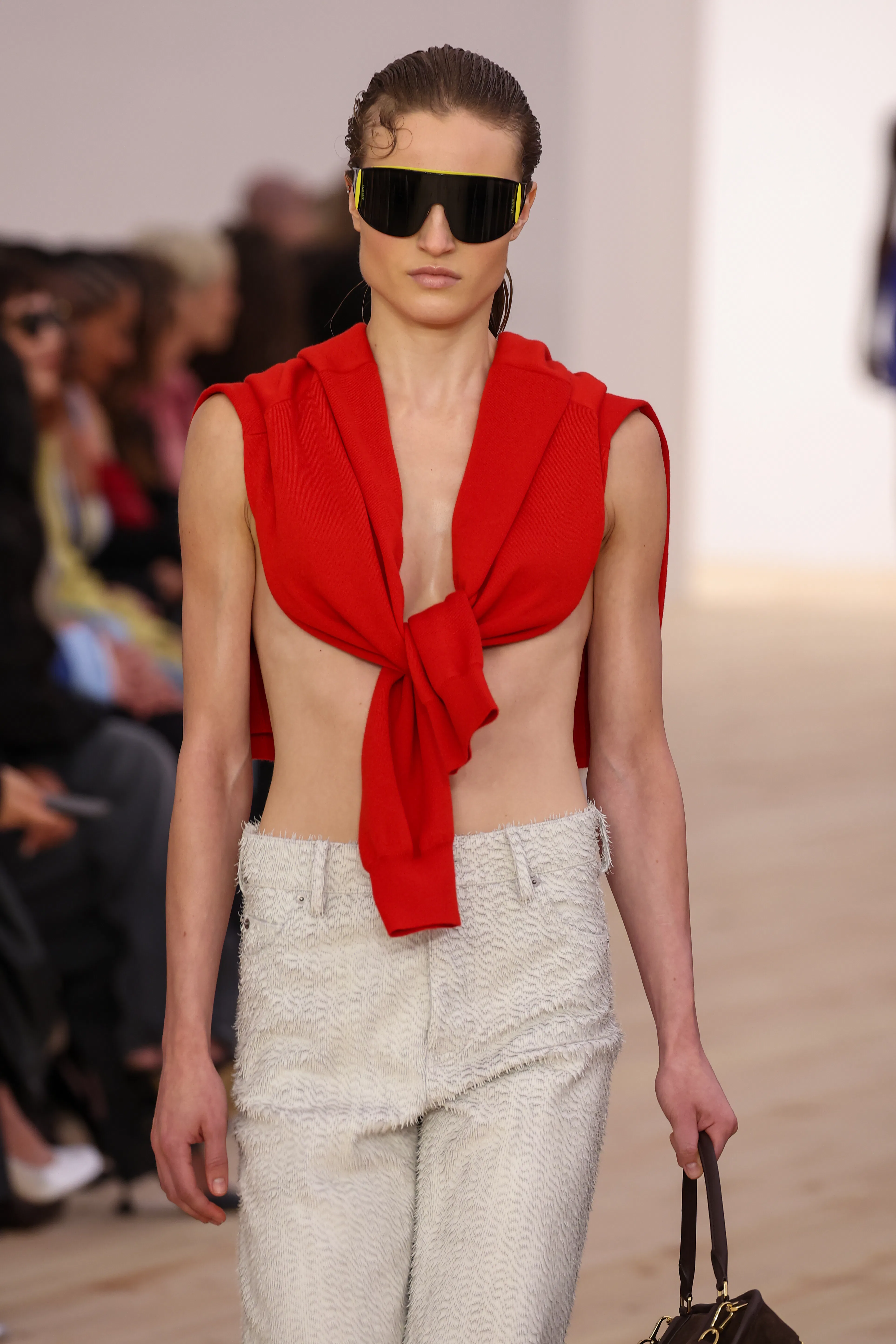 Emily Ratajkowski's Knotted Navy Cardigan