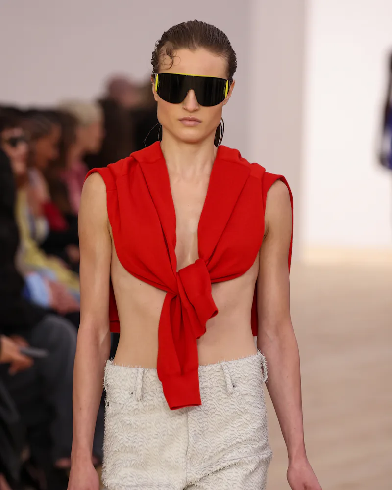 Emily Ratajkowski's Knotted Navy Cardigan