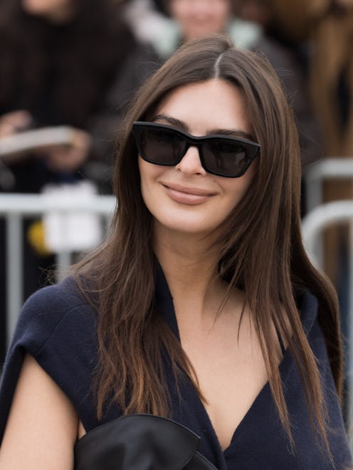 Emily Ratajkowski's Knotted Navy Cardigan