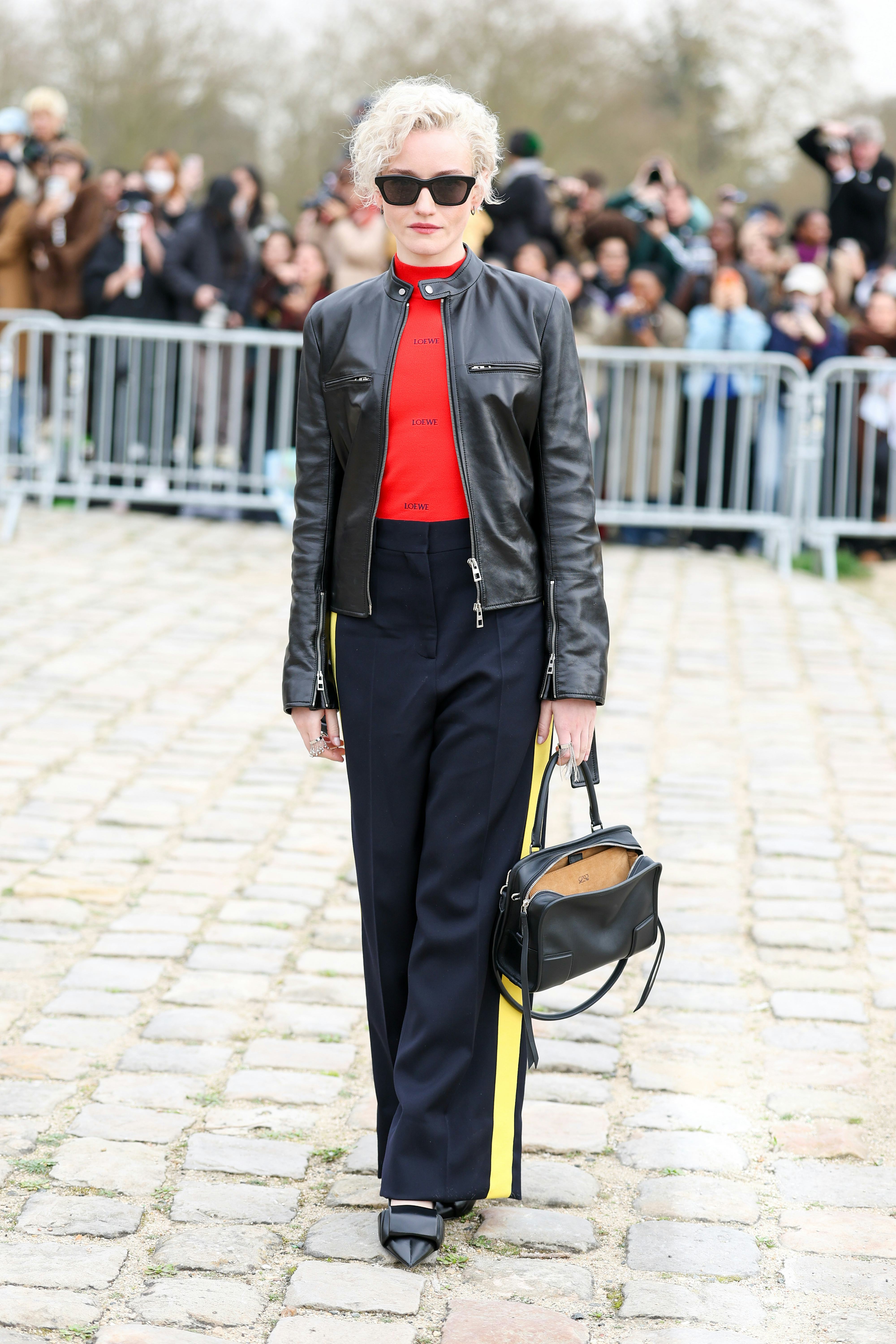 Julia Garner attends the Loewe Womenswear Fall/Winter 2026-2027 show as part of Paris Fashion Week o...