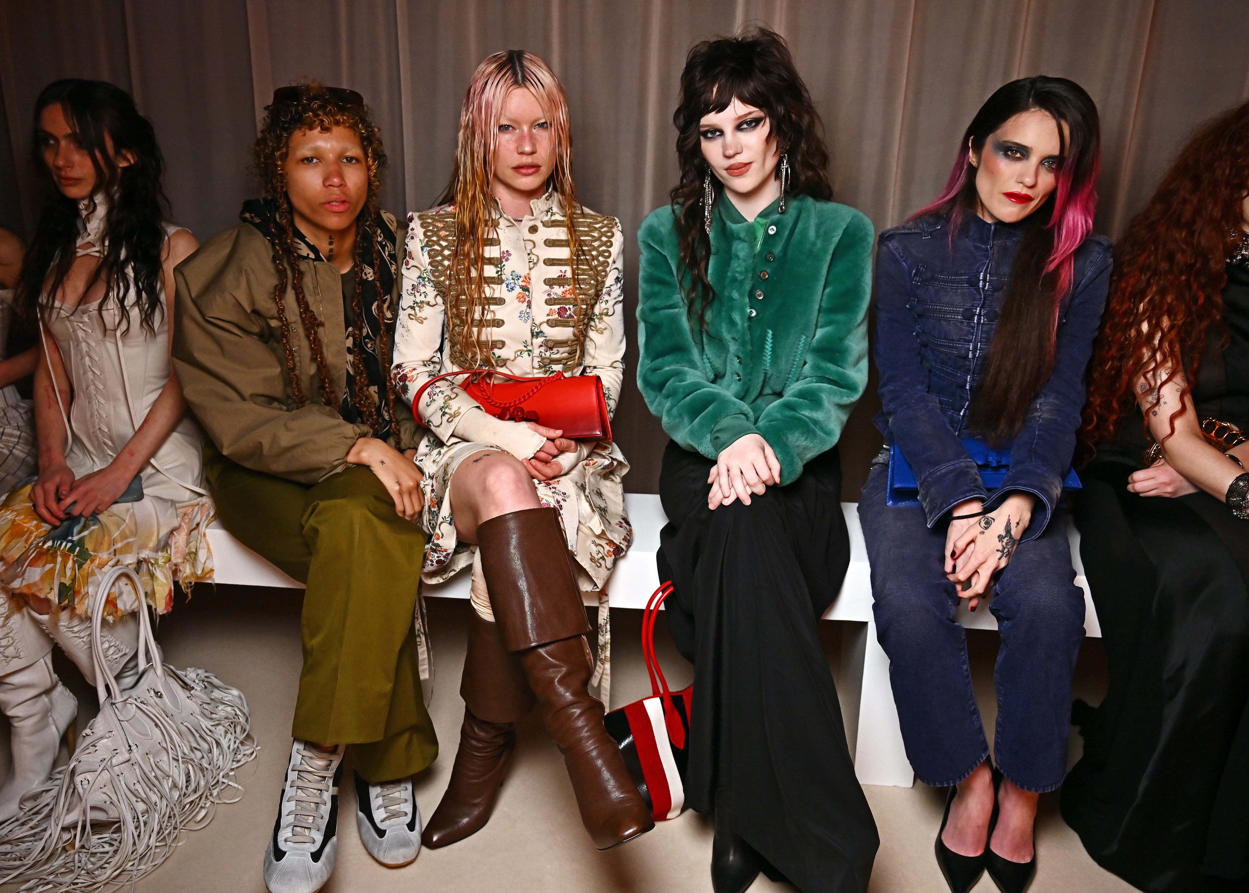 PARIS, FRANCE - MARCH 08: (L to R) Lava La Rue, Rhian Teasdale, Sophie Thatcher and Sky Ferreira att...