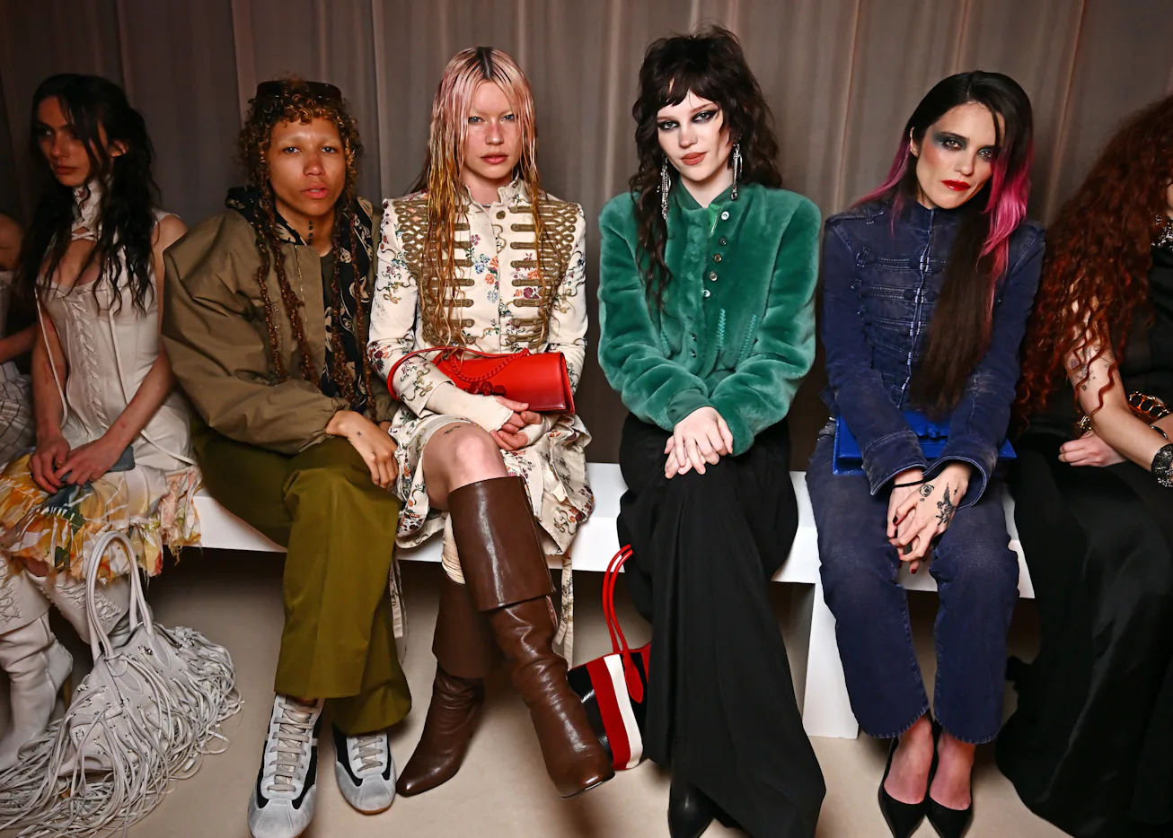 PARIS, FRANCE - MARCH 08: (L to R) Lava La Rue, Rhian Teasdale, Sophie Thatcher and Sky Ferreira att...