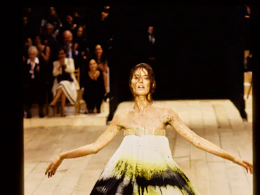 UNITED KINGDOM - CIRCA 1999: Model walks Alexander McQueen's RTW (pret a porter) Spring 1999 Runway ...