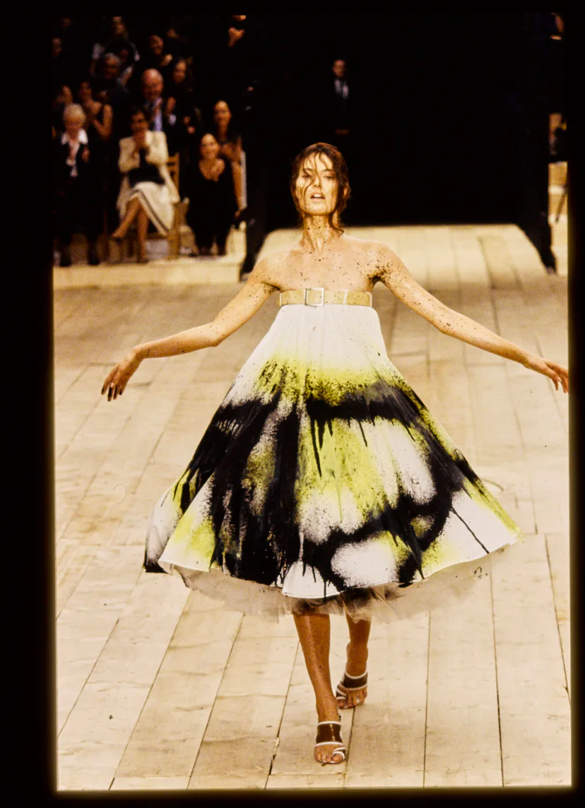 UNITED KINGDOM - CIRCA 1999: Model walks Alexander McQueen's RTW (pret a porter) Spring 1999 Runway ...