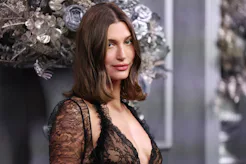 Hailey Bieber wore a yellow and pink slip dress.