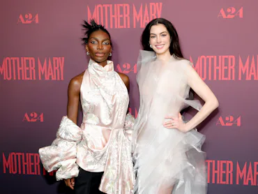 Michaela Coel and Anne Hathaway at A24's "Mother Mary" screening at Metrograph in New York City in A...