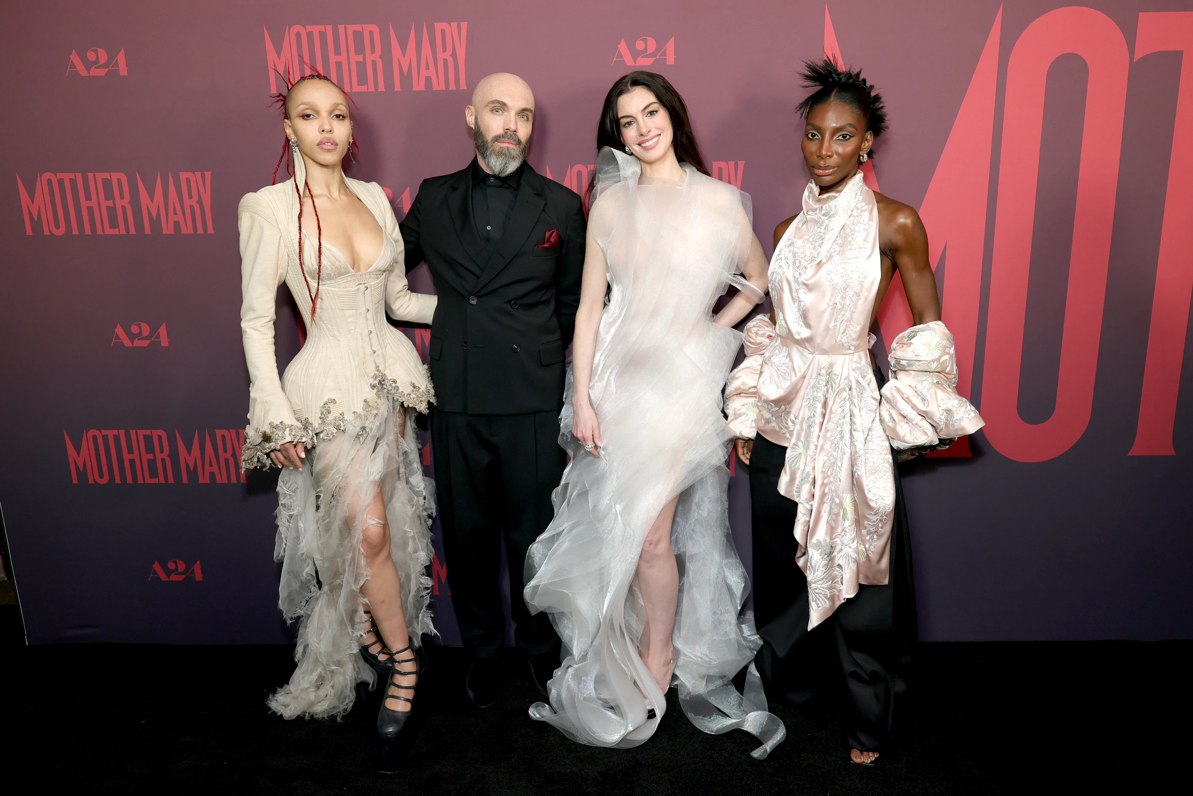 anne hathaway marc jacobs sheer dress Anne Hathaway goes full pop star in totally sheer dress at 'Mother Mary'  event