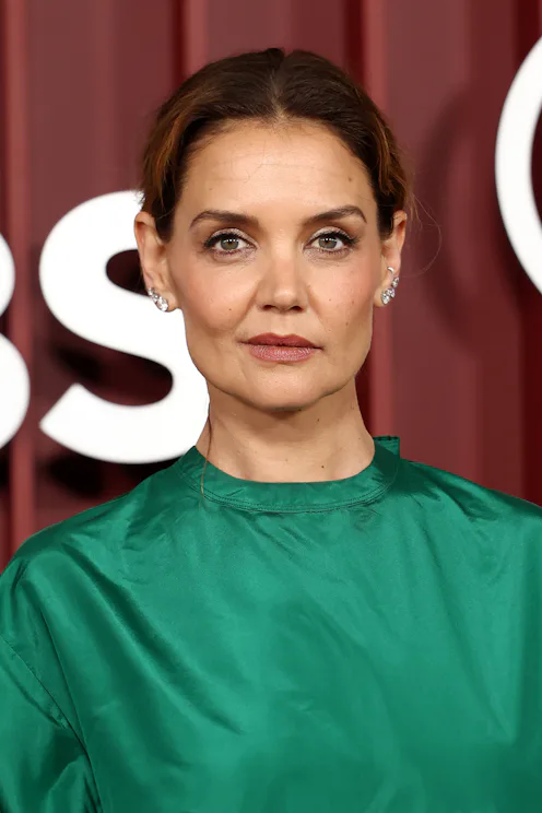 Katie Holmes with her hair pulled back on the red carpet