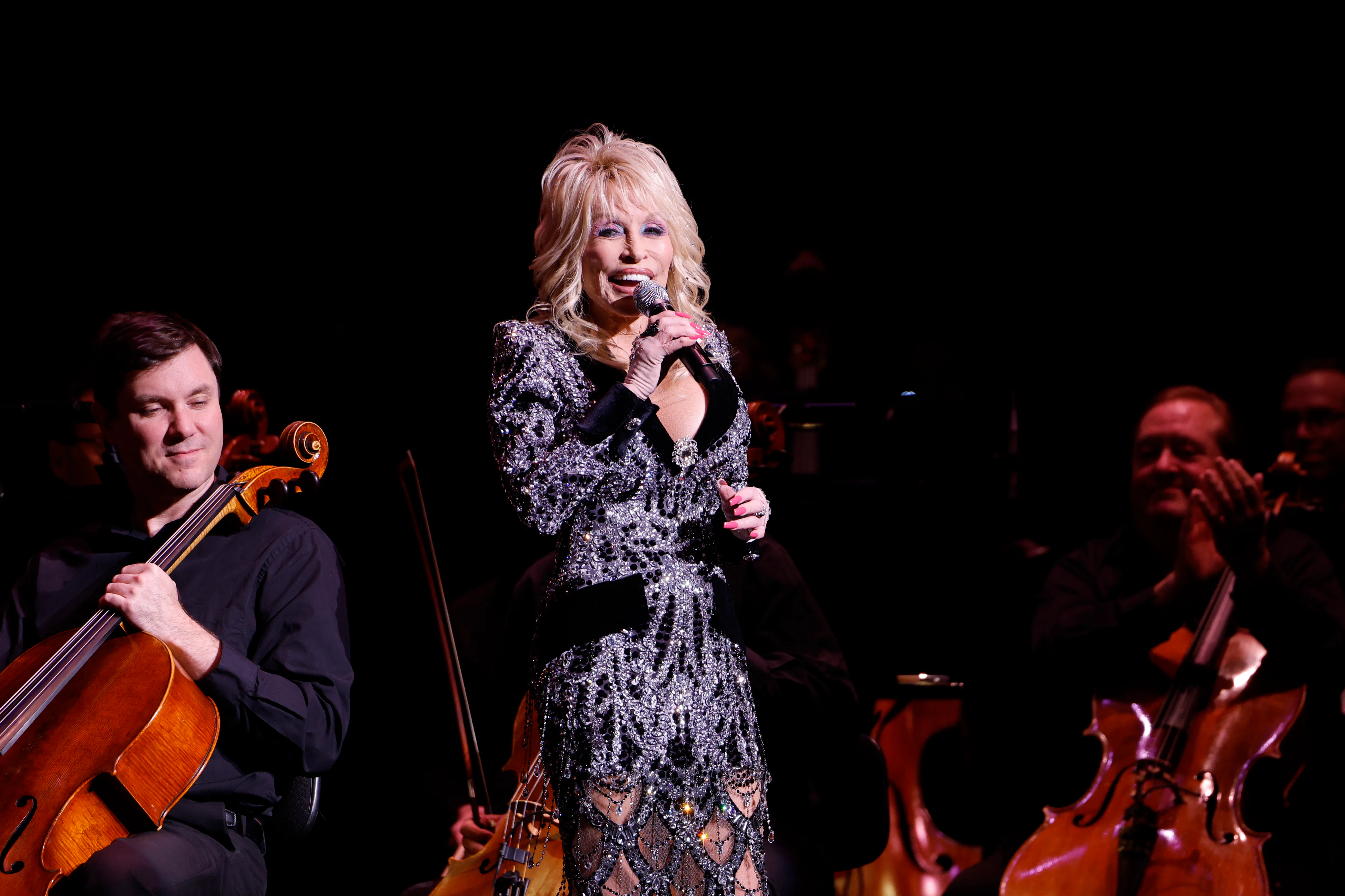 Dolly Parton speaks onstage at Dolly Parton's Threads: My Songs In Symphony