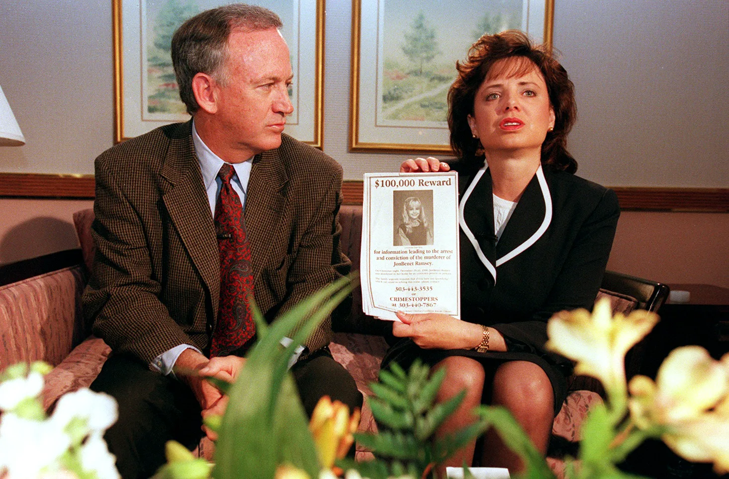 BOULDER, CO - MAY 01:  John and Patsy Ramsey, the parents of JonBenet Ramsey, meet with a small sele...