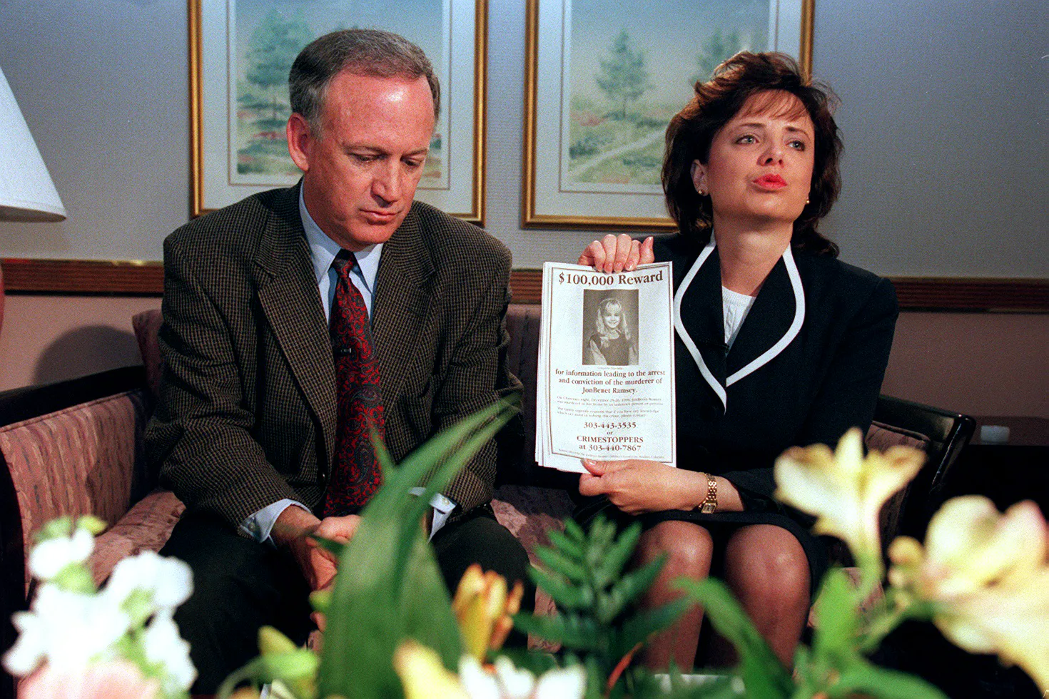 BOULDER, CO - MAY 01:  John and Patsy Ramsey, the parents of JonBenet Ramsey, meet with a small sele...