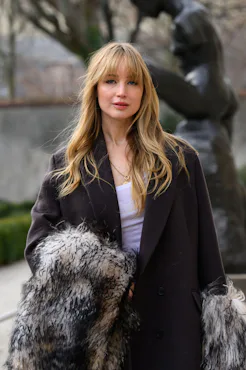 PARIS, FRANCE - JANUARY 26: Jennifer Lawrence wearing Dior at the Christian Dior Haute Couture Week ...