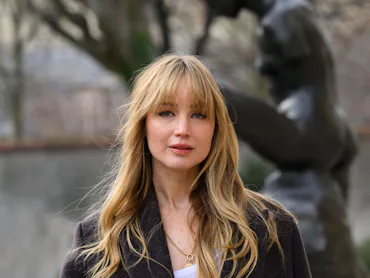 PARIS, FRANCE - JANUARY 26: Jennifer Lawrence wearing Dior at the Christian Dior Haute Couture Week ...