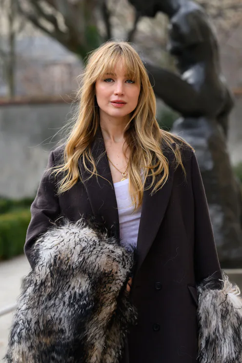 PARIS, FRANCE - JANUARY 26: Jennifer Lawrence wearing Dior at the Christian Dior Haute Couture Week ...