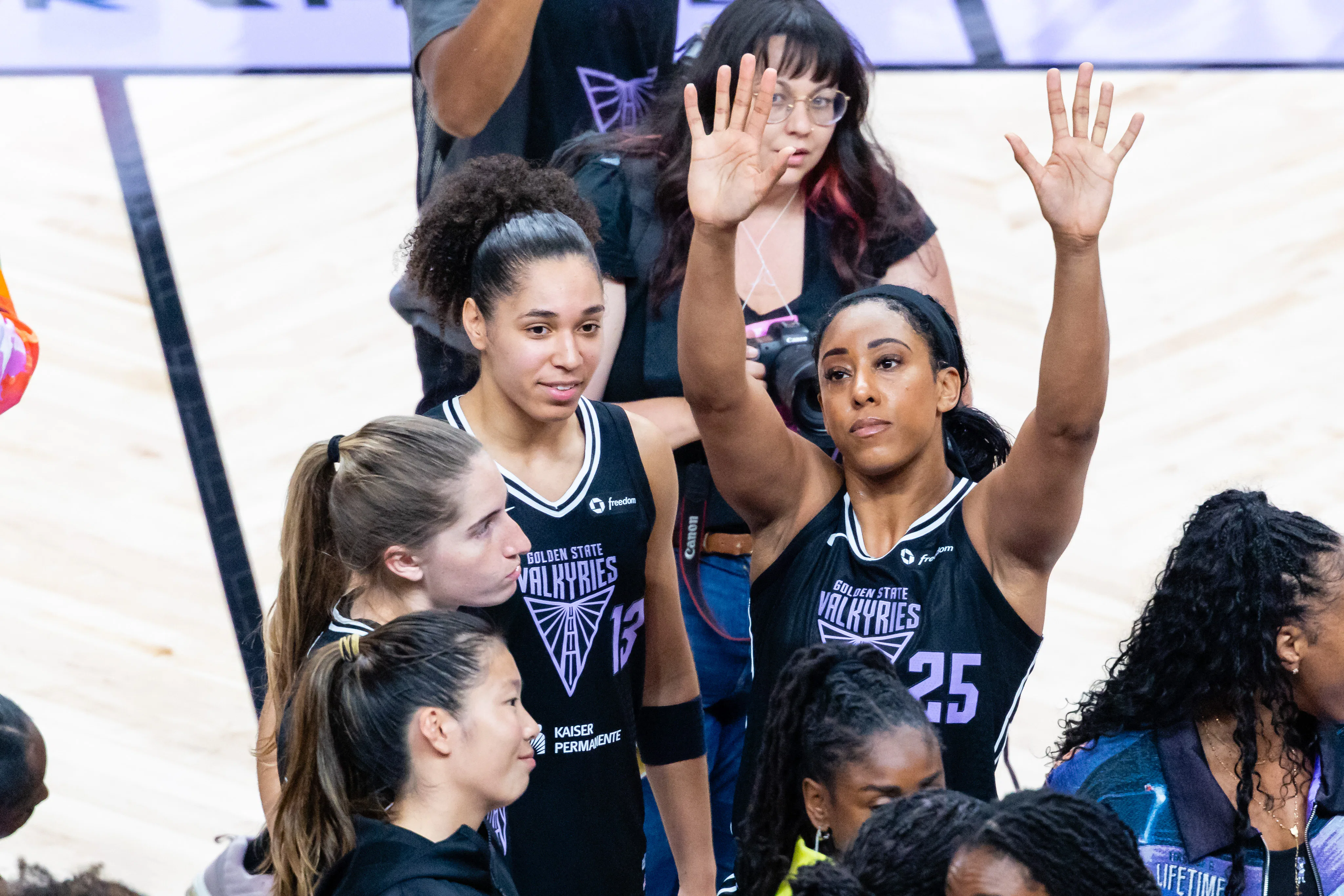 SAN JOSE, CA - SEPTEMBER 17: Golden State Valkyries forward Monique Billings (25) waves to the crowd...