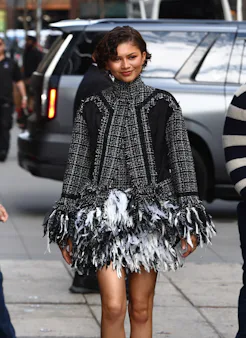 Zendaya is seen leaving Good Morning America on April 1, 2026 in New York, New York.