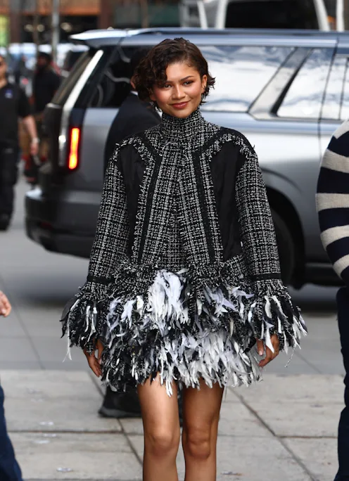 Zendaya is seen leaving Good Morning America on April 1, 2026 in New York, New York.