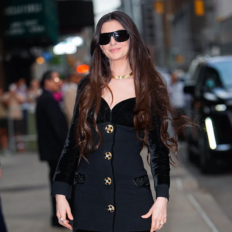 NEW YORK, NY - APRIL 15: Anne Hathaway is seen on April 15, 2026 in New York City. (Photo by XNY/St...