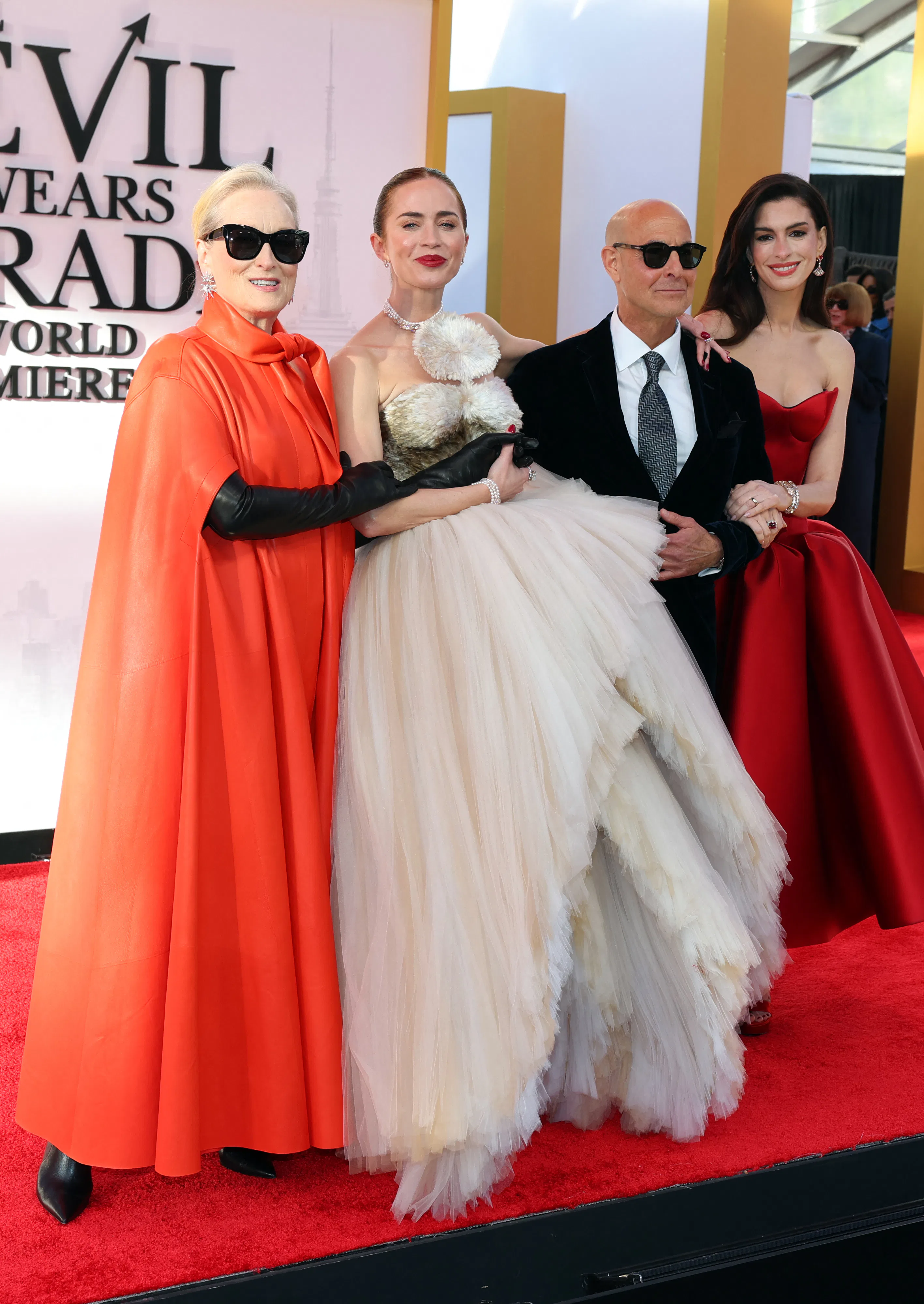 Anne Hathaway & Meryl Streep Match in Devilishly Chic Red at DWP2's New York Premiere