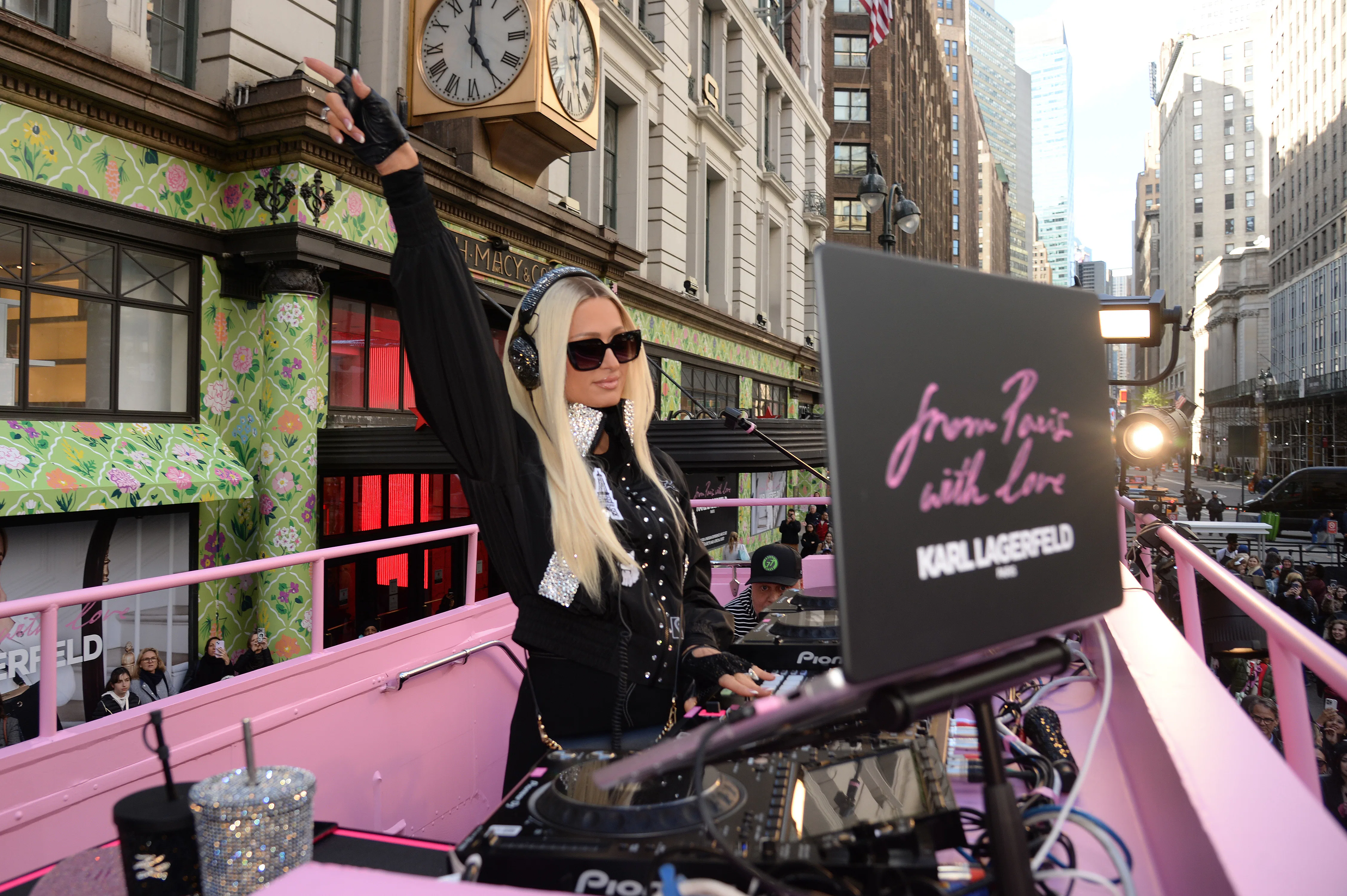 NEW YORK, NEW YORK - APRIL 20: Paris Hilton DJ's during the Karl Lagerfeld Paris: From Paris, With L...