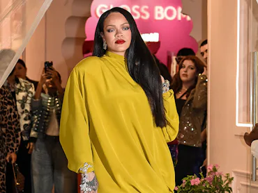 Barbadian singer and actress Rihanna poses for a photograph during the launch of her Fenty Beauty br...