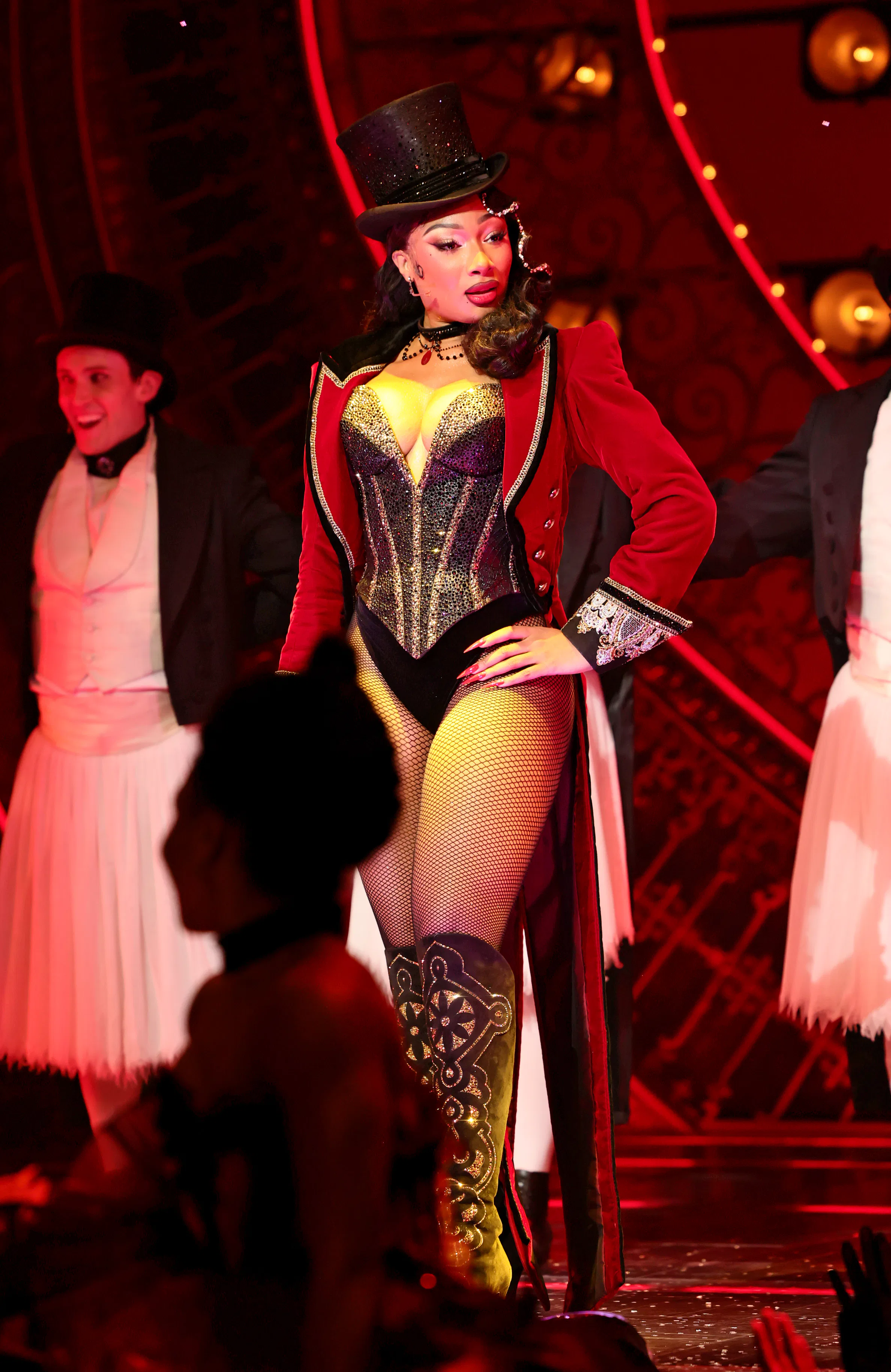NEW YORK, NEW YORK - MARCH 24: Megan Thee Stallion makes her Broadway debut in Moulin Rouge! The Mus...